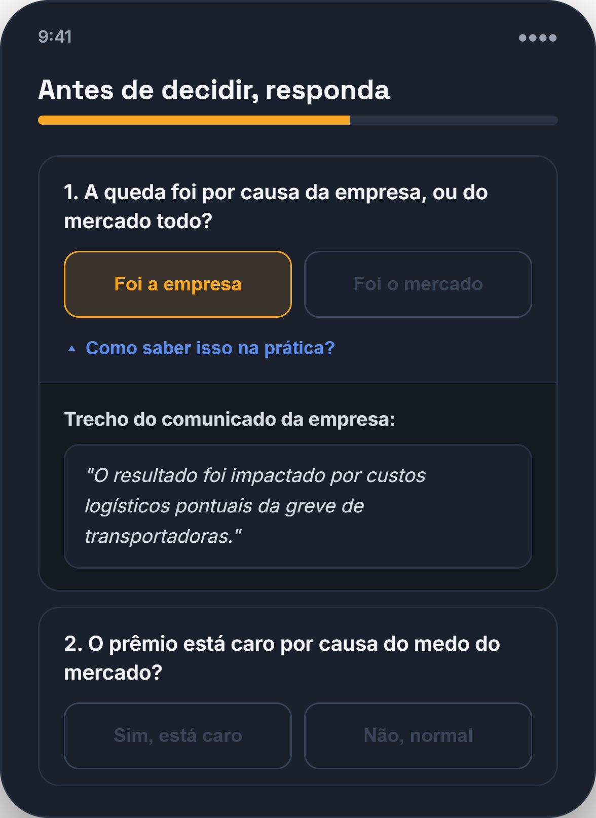 Checklist guiado do app Strikely